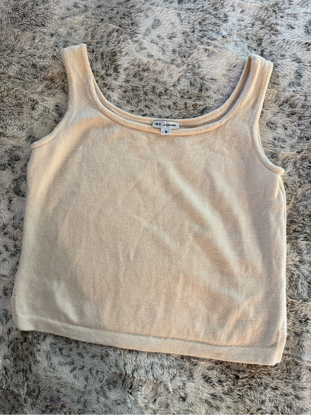 St. John Cream Knit Tank - Sleeveless Scoop Neck